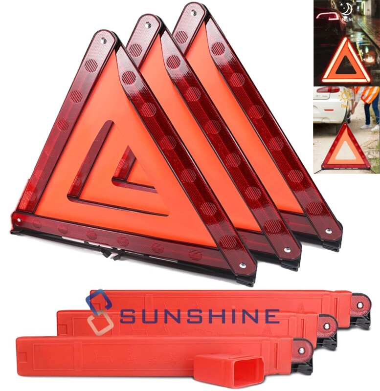 Emergency Warning Triangle Reflector Road Roadside Hazard Triangles Safety Sign