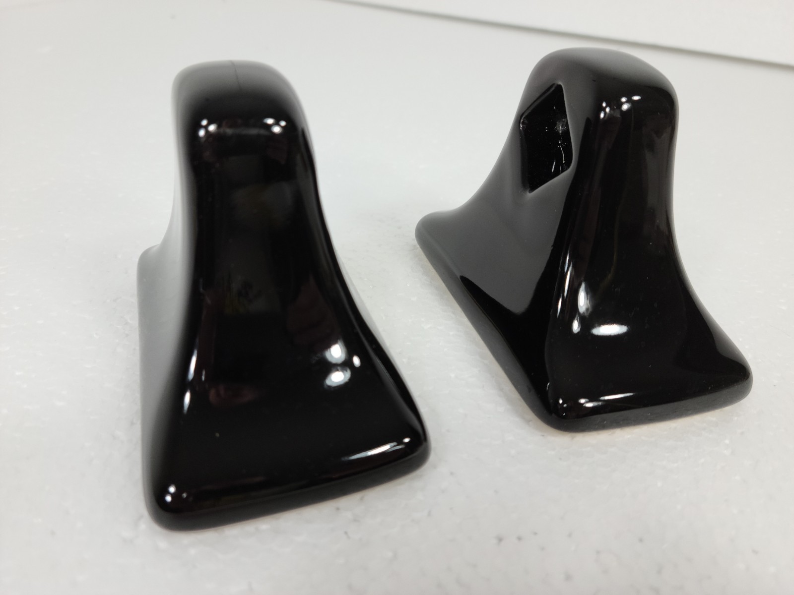 Vintage Black Ceramic Towel Bar Rod Rack Post Holders Flat Back Glue over Tile