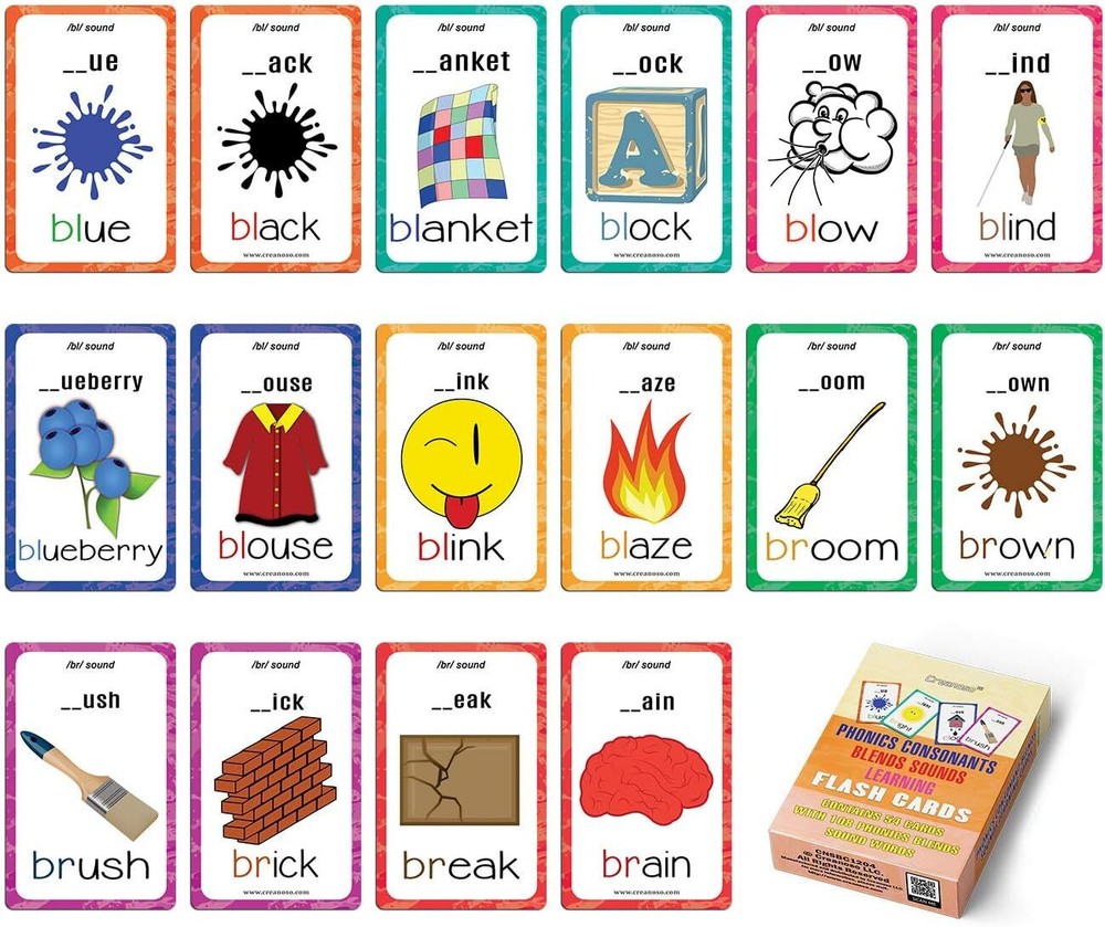 Phonics Consonant Blends Sounds Learning Cards (1-Deck)