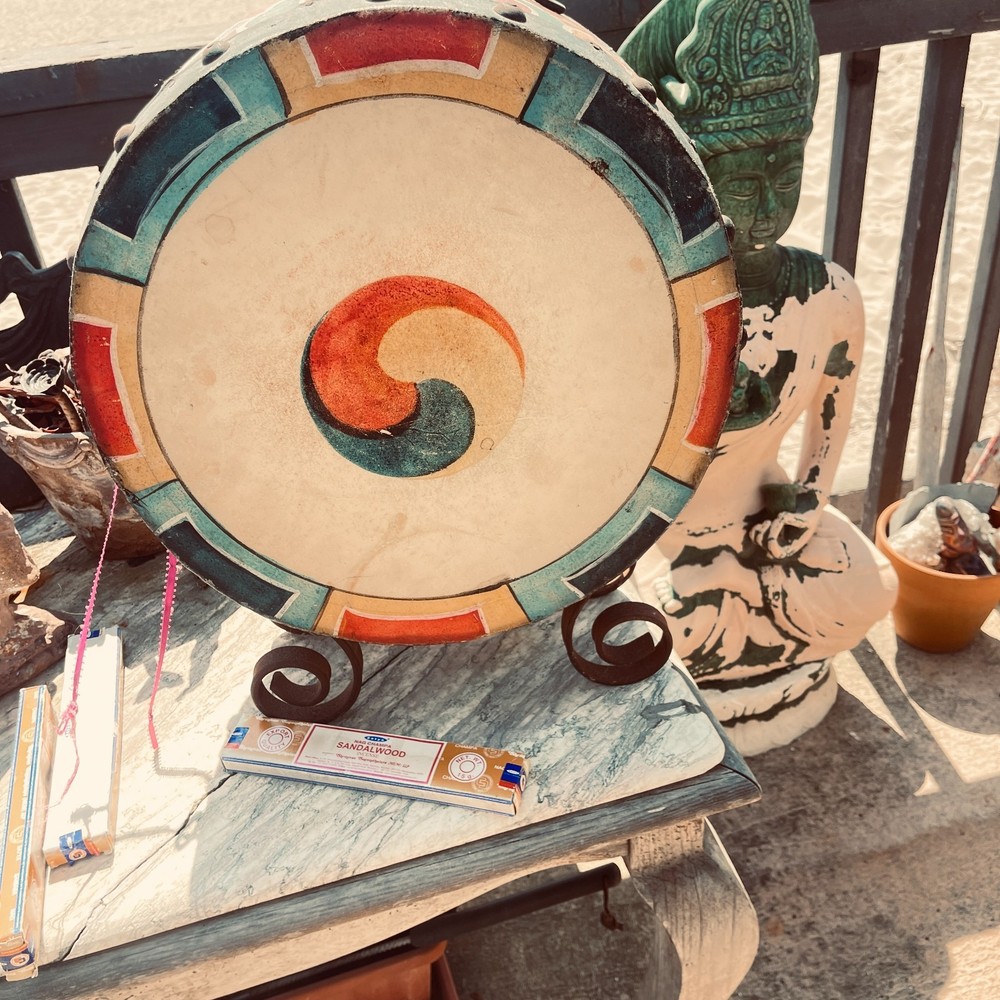 Vintage hand painted Taiko drum