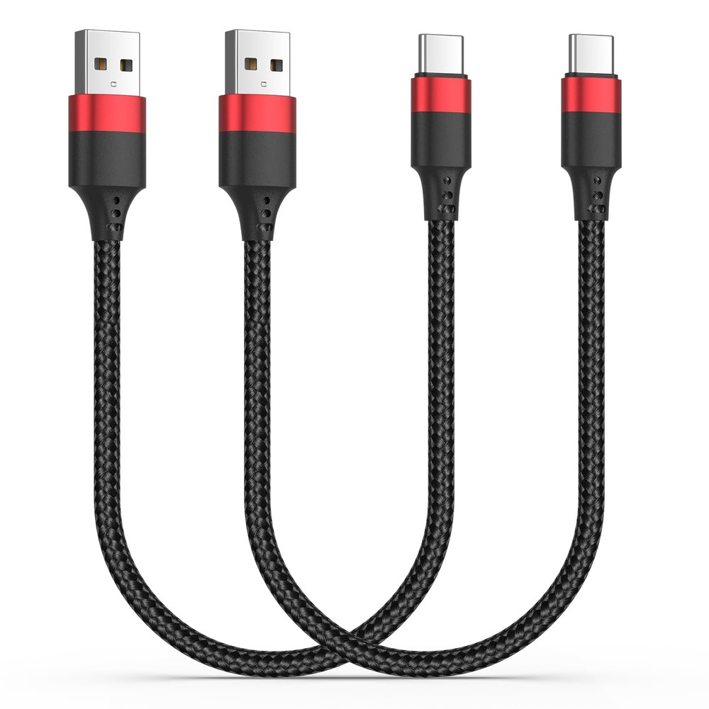 1.5ft USB C Cable, 2 Pack to C Cable 18 inch, Braided 1.5 FT, Black