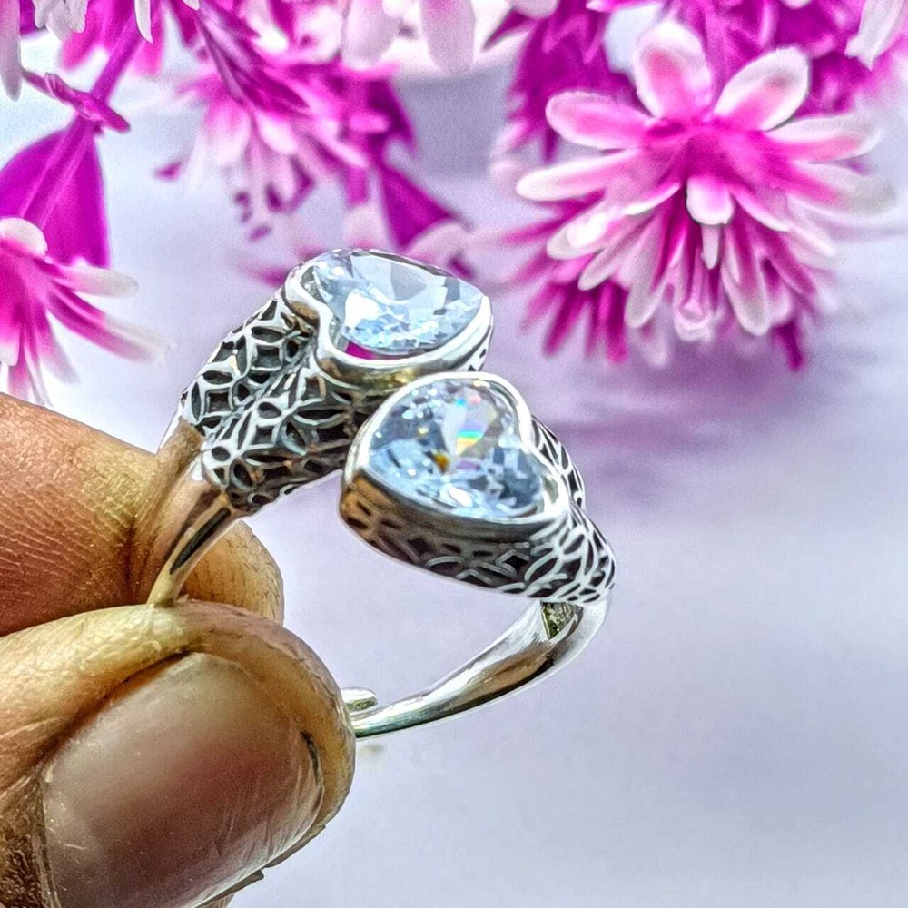 White Topaz Gemstone Handmade Ring,925 Sterling Silver Statement Ring All Size