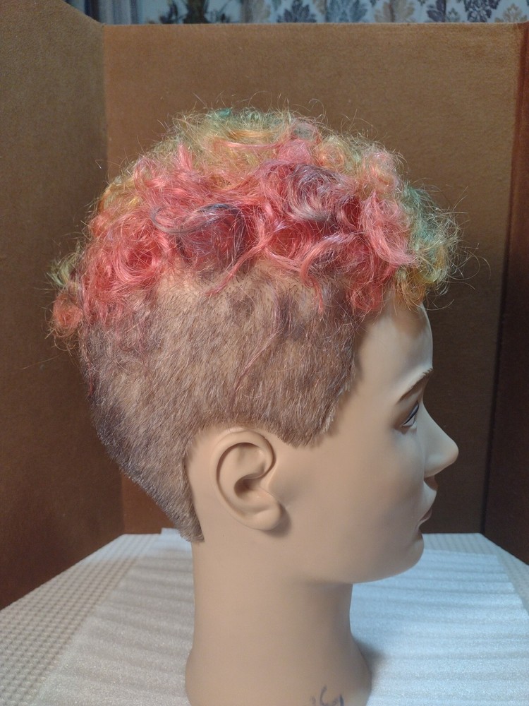 Pivot Point MMMUIMLL Britney Mannequin Head Pixie, Shaved Sides/Back Rainbow