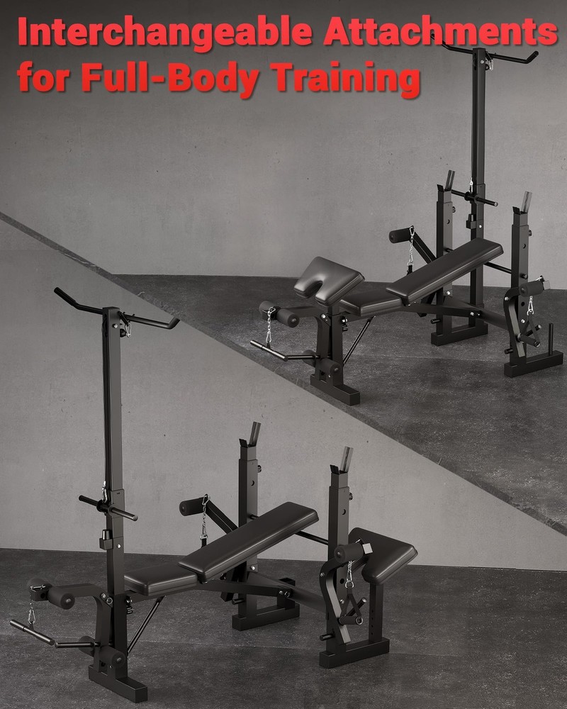 Weight Bench Set with Squat Rack & Leg Extension Bench Press Set ,Training Bench