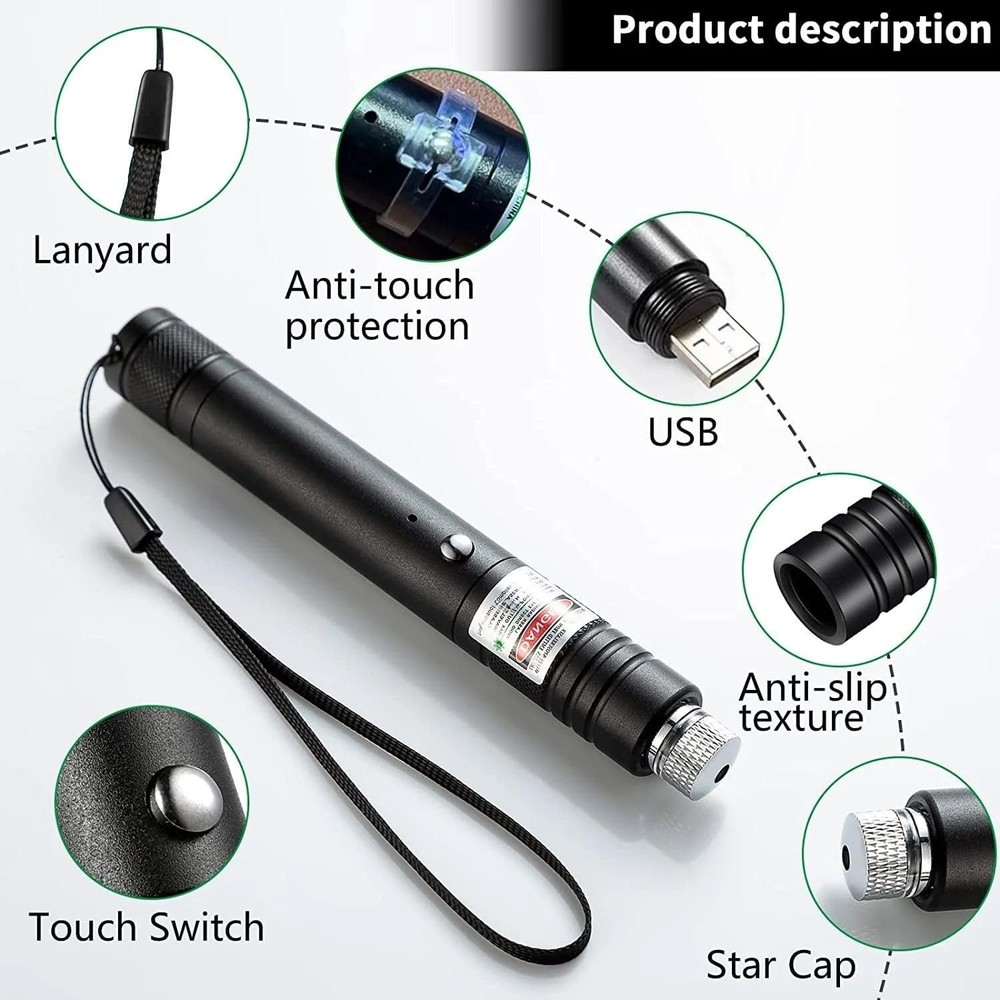 Water Resistant Handheld Laser Pointer & Tactical LED Flashlight - 2000M Range
