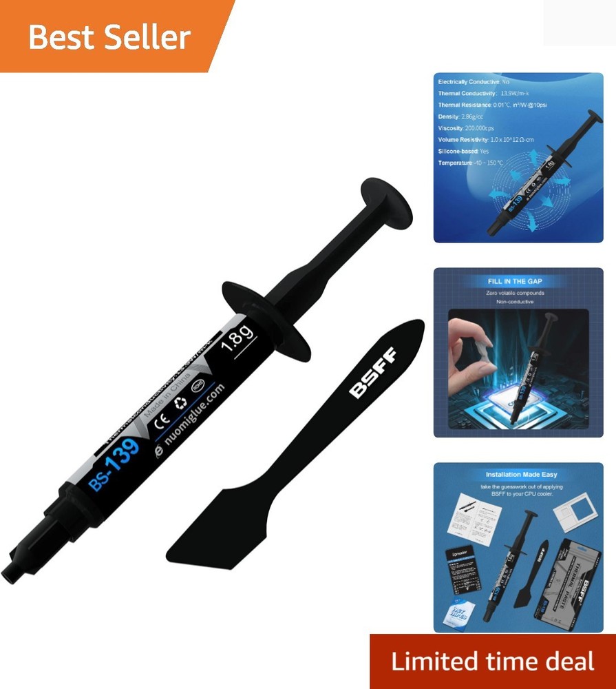 High-Performance 1.8g Thermal Paste - Safe, Durable & Easy Apply for CPUs