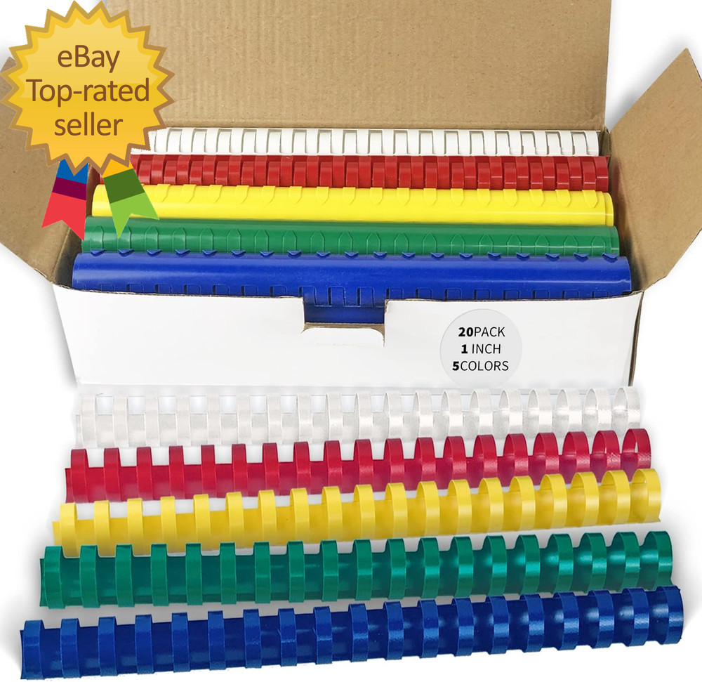 20 Pack Plastic Binding Comb Spines  1 Inch Diameter  225 Sheet Capacity