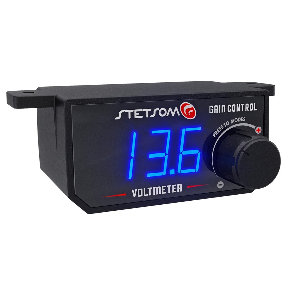 Stetsom Universal Bass Knob Control Voltmeter RCA Input Blue LED Display GAINCTL