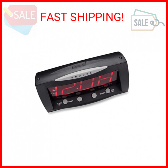 Westclox 66705 Large LED Alarm Clock, Red Display