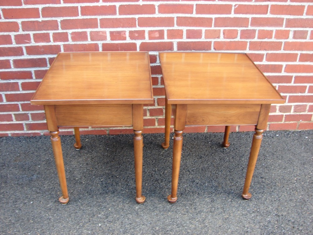PAIR STATTON SOLID CHERRY ONE DRAWER END LAMP TABLES