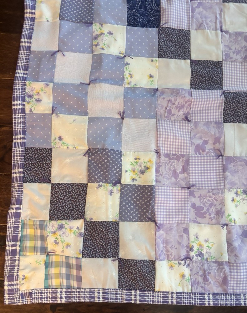 Handmade Purple Square Patchwork Quilt 43"x43"