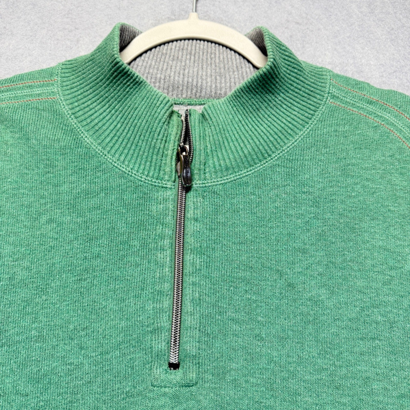 Tommy Bahama Mens Quarter Zip Pullover Sweater Heather Green Mock Neck XL