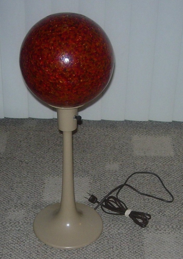 MID-CENTURY MODERN  LIGHTOLIER TABLE LAMP  STICKERED  SPHERE ATOMIC