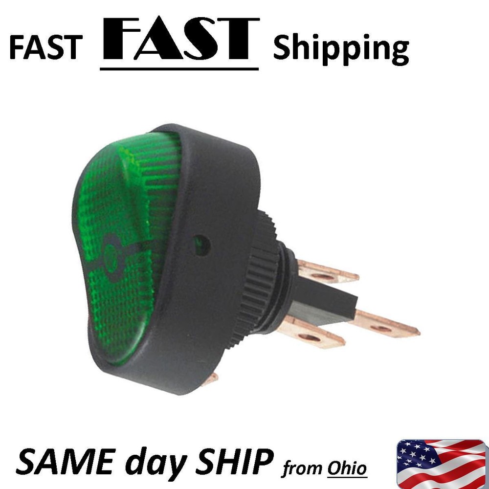 green LED switch - 12v DC 30 AMP