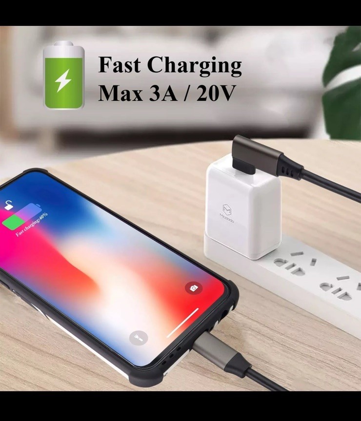 5 Pack - USB-C to USB-C • 90 Degree Type-C Cable 6 ft.