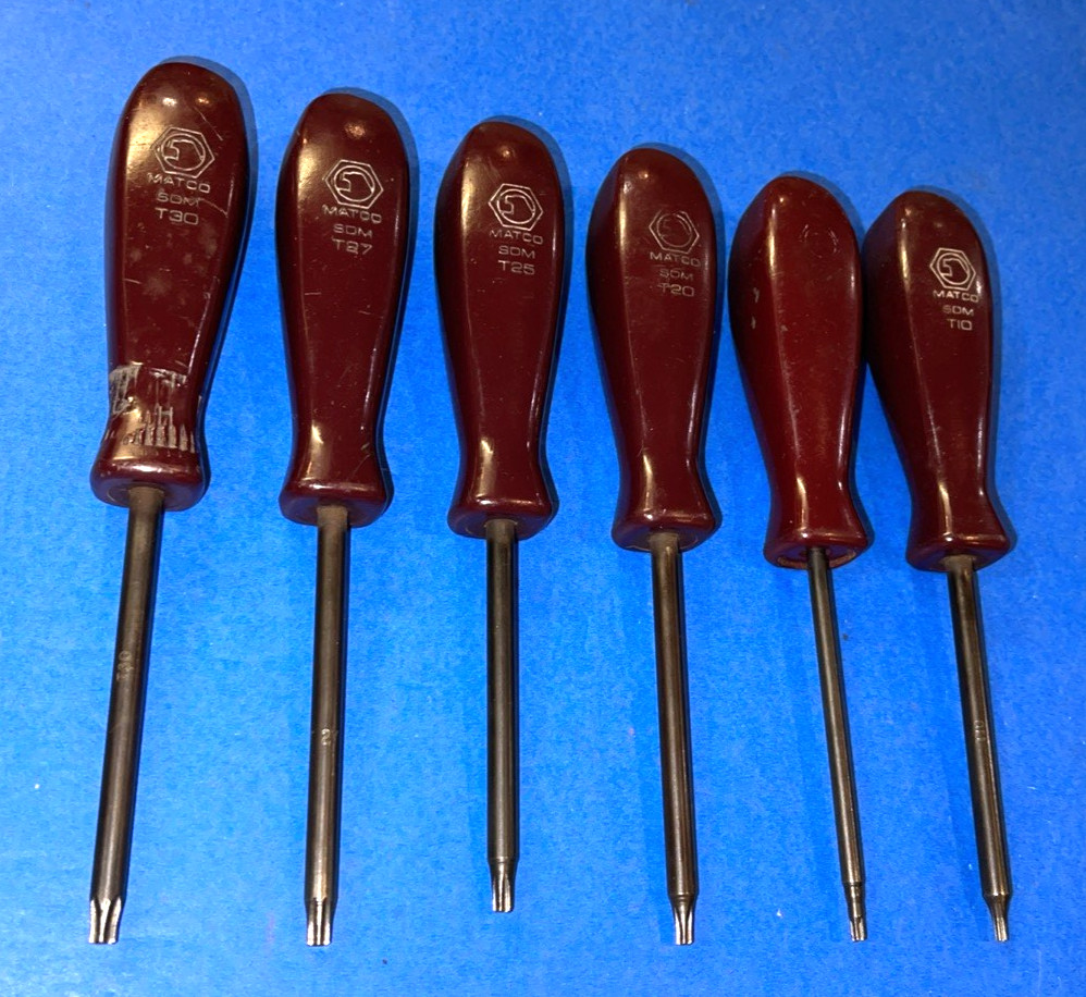 MATCO TOOLS 6 PIECE TORX SCREWDRIVER SET MAROON HANDLES