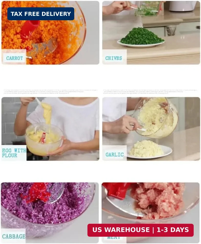 Multi-Functional Manual Food Processor,8 Cup Hand-powered Crank Chopper,Mincer B
