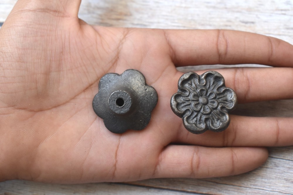 Vintage Floral cast iron cabinet drawer Kitchen door gate knobs pull 10 pcs