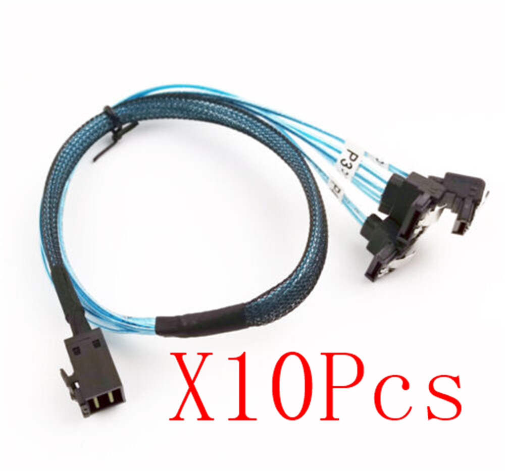 X10Pcs New MINI SAS SFF 8643 turn 4 SATA connected hard disk server data cable