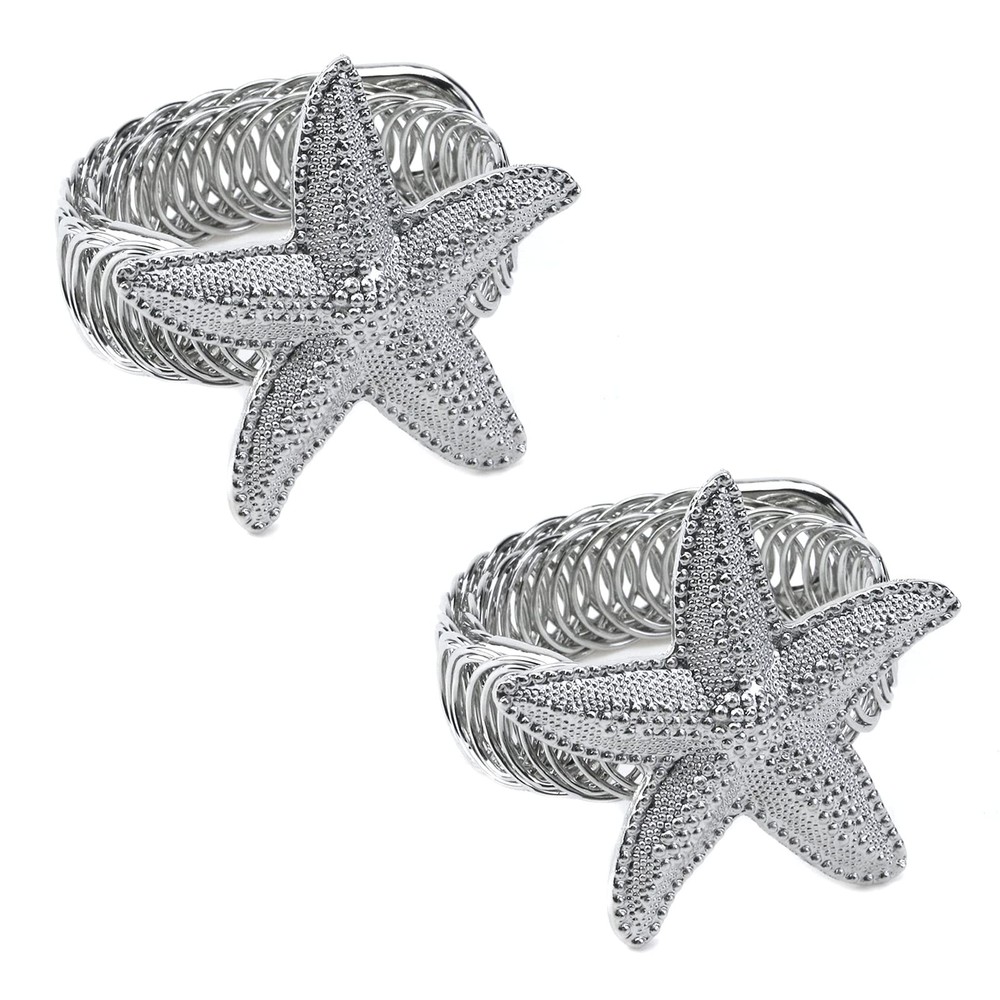 Curtain Tiebacks 2Pcs Silver Starfish Adjustable Tie Back Holders Buckles