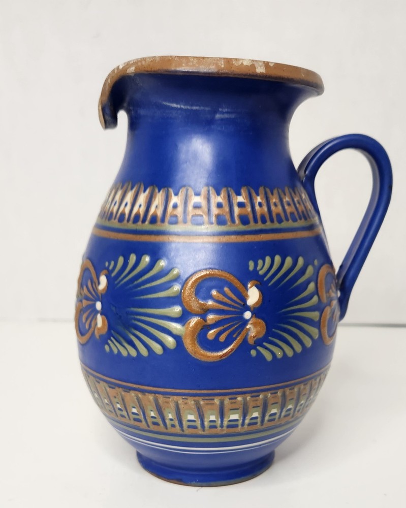 Blue Tellingsted Folklore Pitcher/Vase From Germany