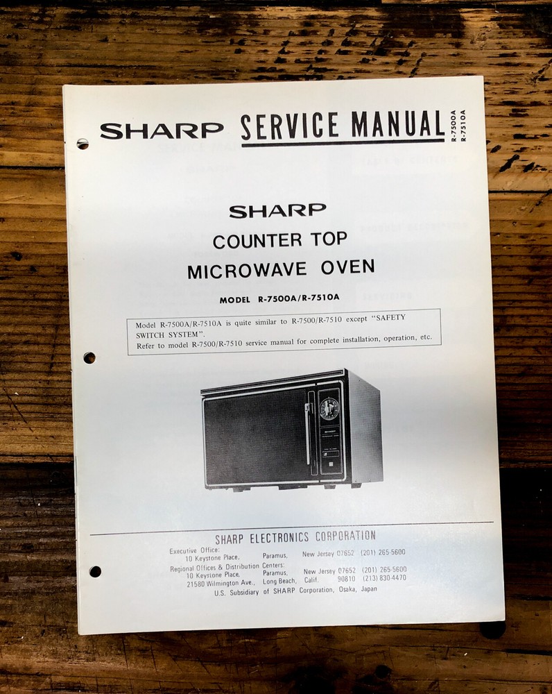 Sharp R-7500A R-7510A Microwave  Service Manual *Original*