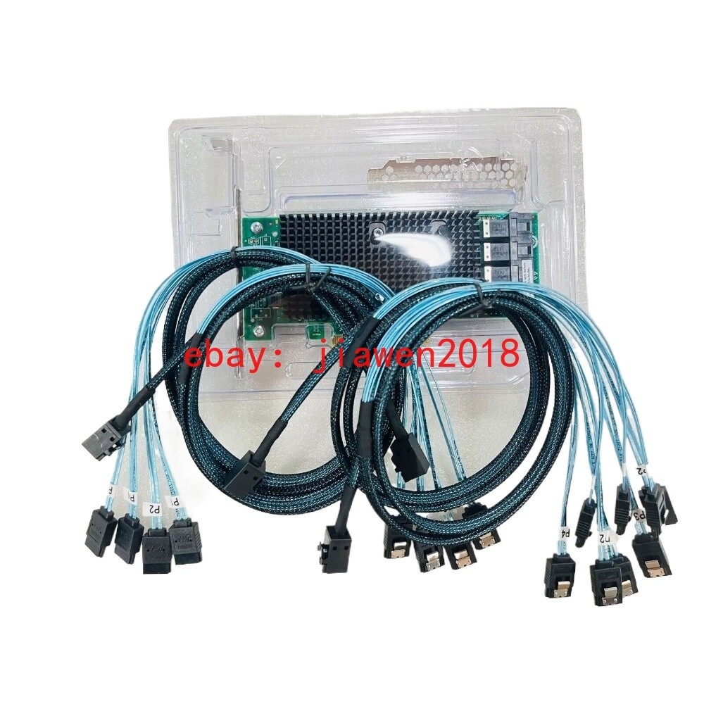 LSI 9400-16i HBA 12 Gbps PCIe 16 Port IT Mode JBOD +4*SFF-8643 SATA Cable