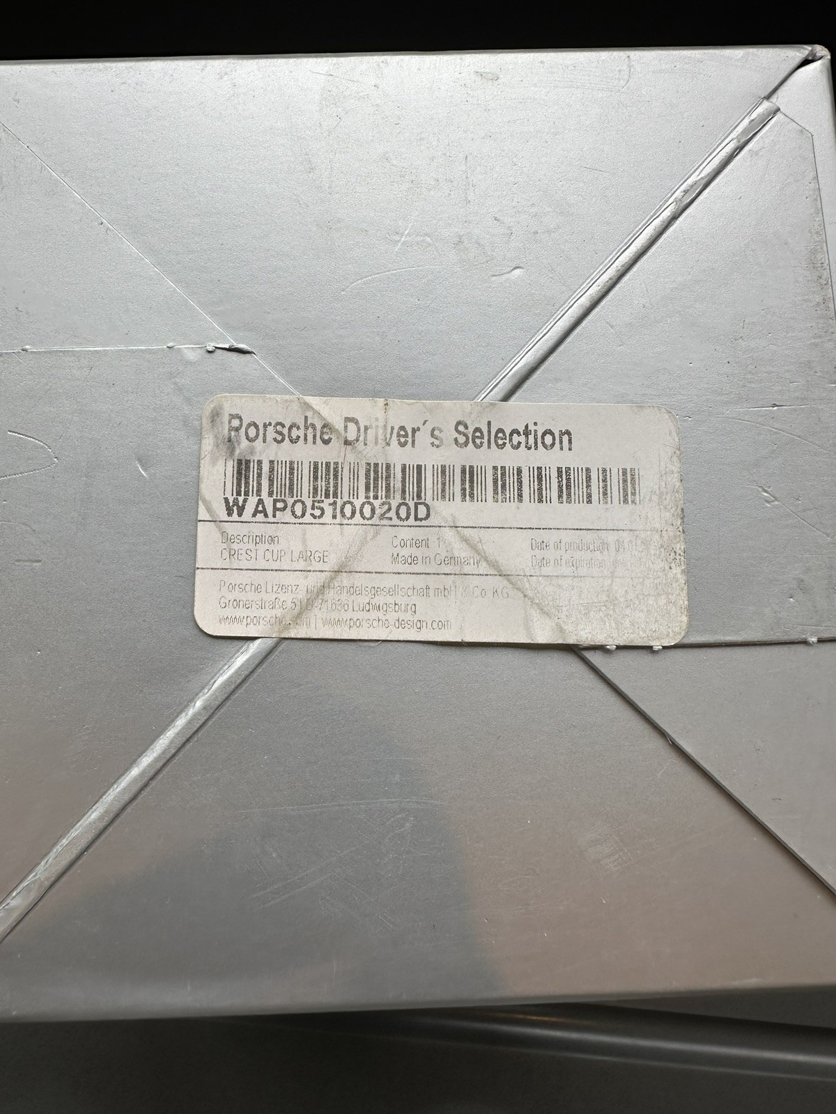 Porsche Crest Cup Large Gold Rim – Porsche Driver’s Selection New Boxed