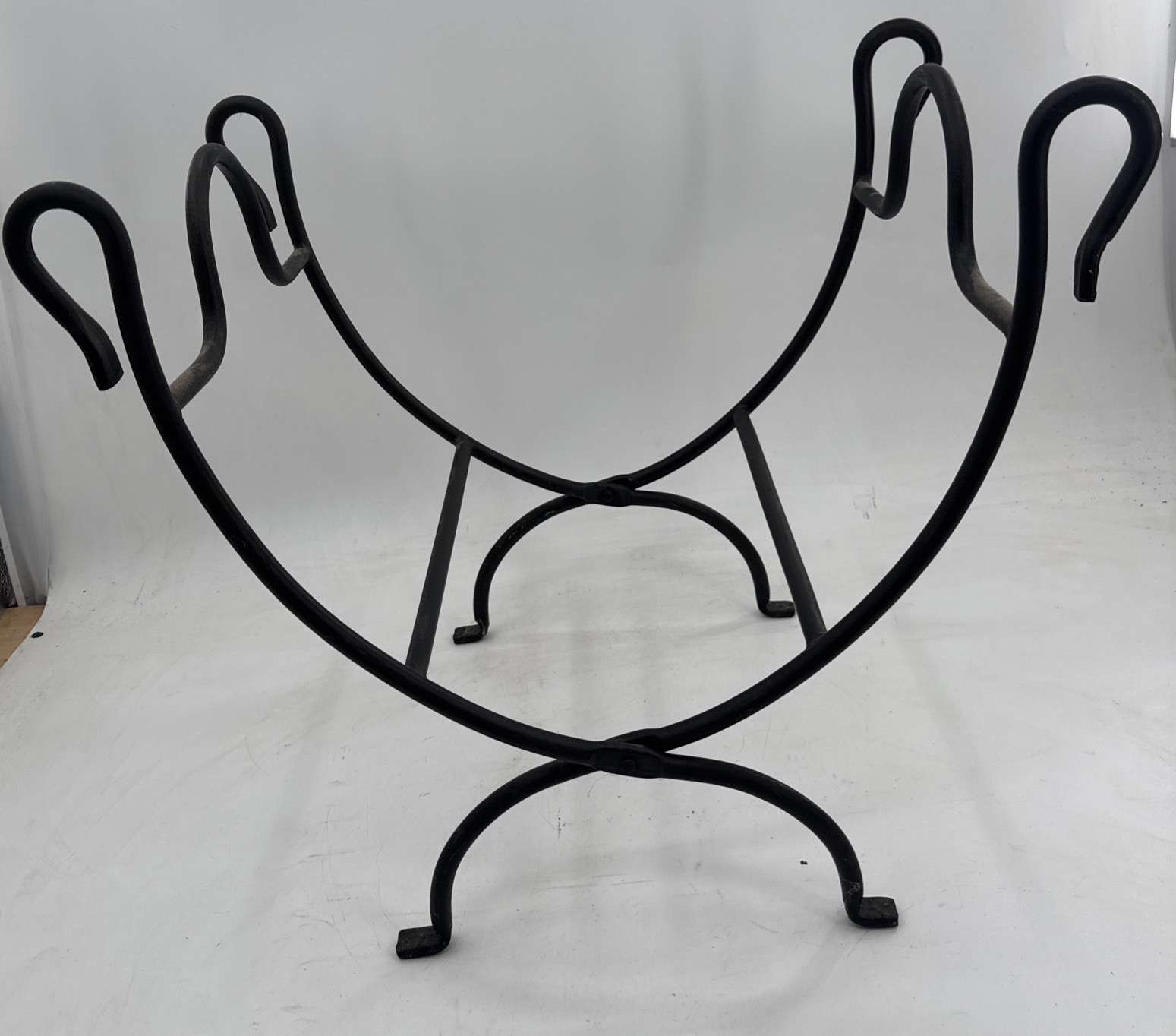 Vtg Firewood Log Carrier Rack Fireplace Wood Holder Suede Carrier Folding