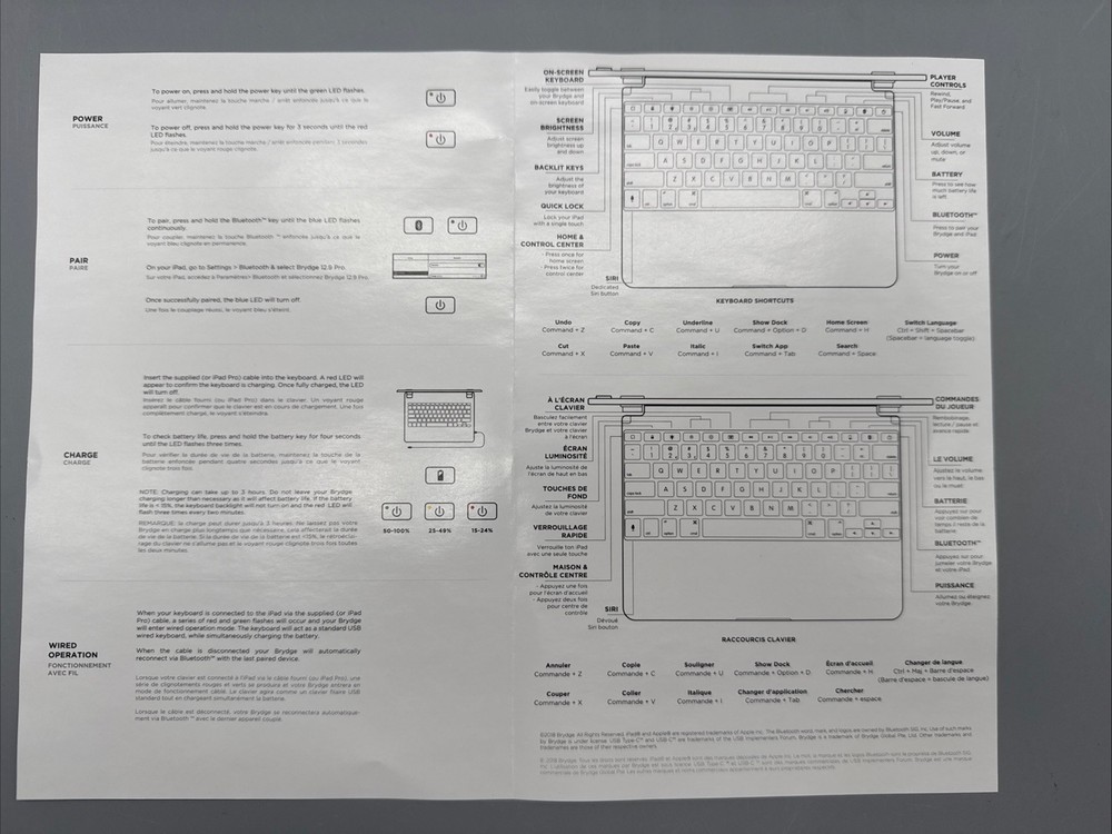 Brydge Wireless Bluetooth Keyboard W/ Backlit Keys for iPad 12.9” Pro 3rd or 4th