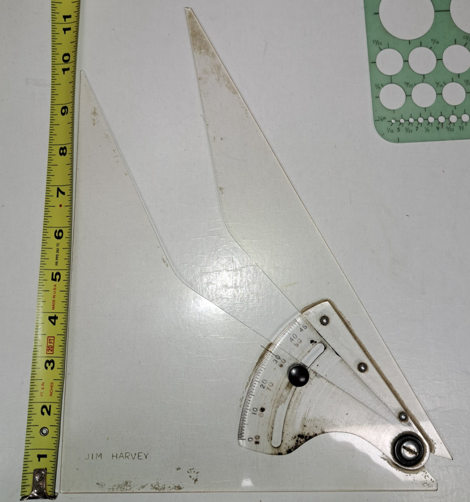 Drafting Tools Lot Adjustable Triangle Compass Templates Pencils engineer-VTG