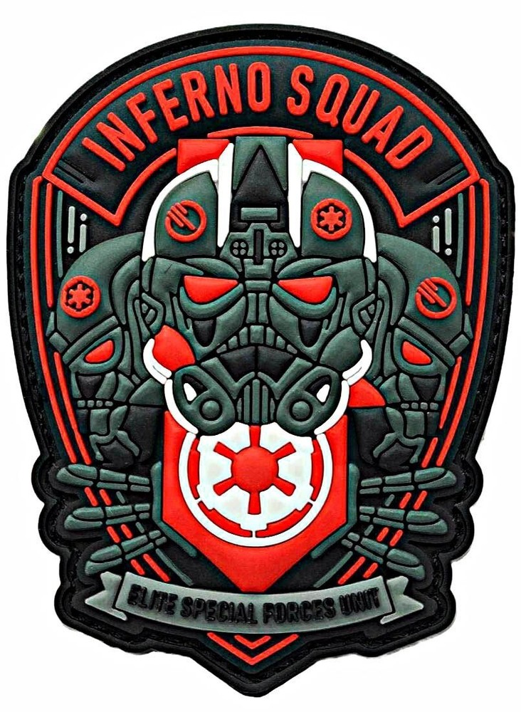 Inferno Squad Elite Forces 3D PVC Rubber Patch |PVC HOOK BACK   3"x2.5"