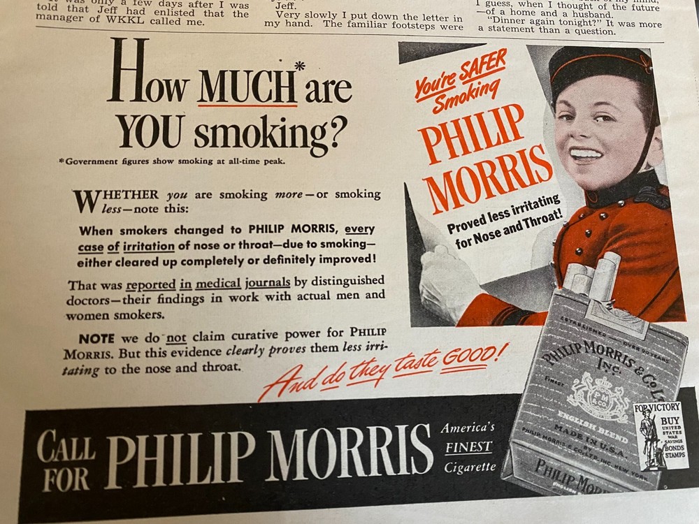 Philip Morris Cigarettes, Half Page Vintage Print Ad