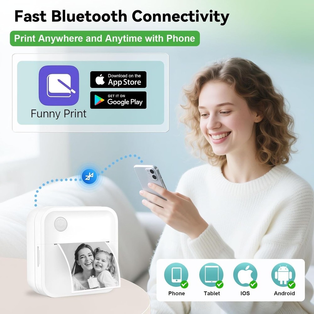 Mini Sticker Label Maker Machine Tape 2 Inch Bluetooth Themal Printer Inkless