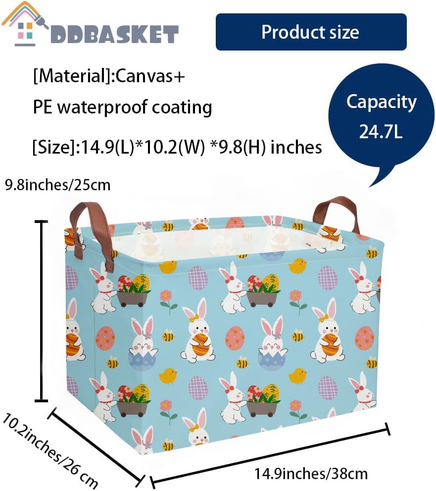 DDBASKET Rectangular Easter Basket Kids Gift Baskets Empty Baby Basket for Bo...