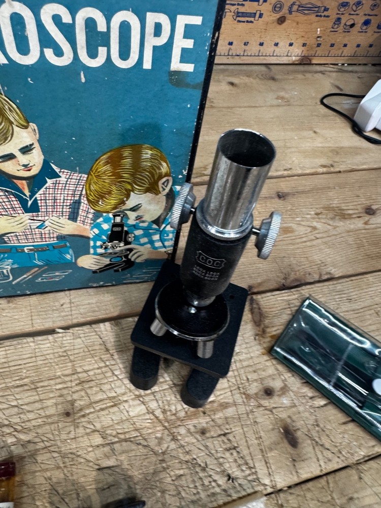 VINTAGE COC JUNIOR MICROSCOPE KIT / SET IN ORIGINAL BOX COMPLETE