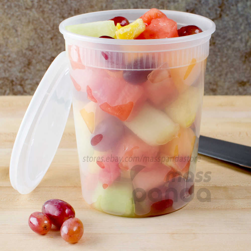32 oz Heavy Duty Large Round Deli Food/Soup Plastic Containers w/ Lids BPA free