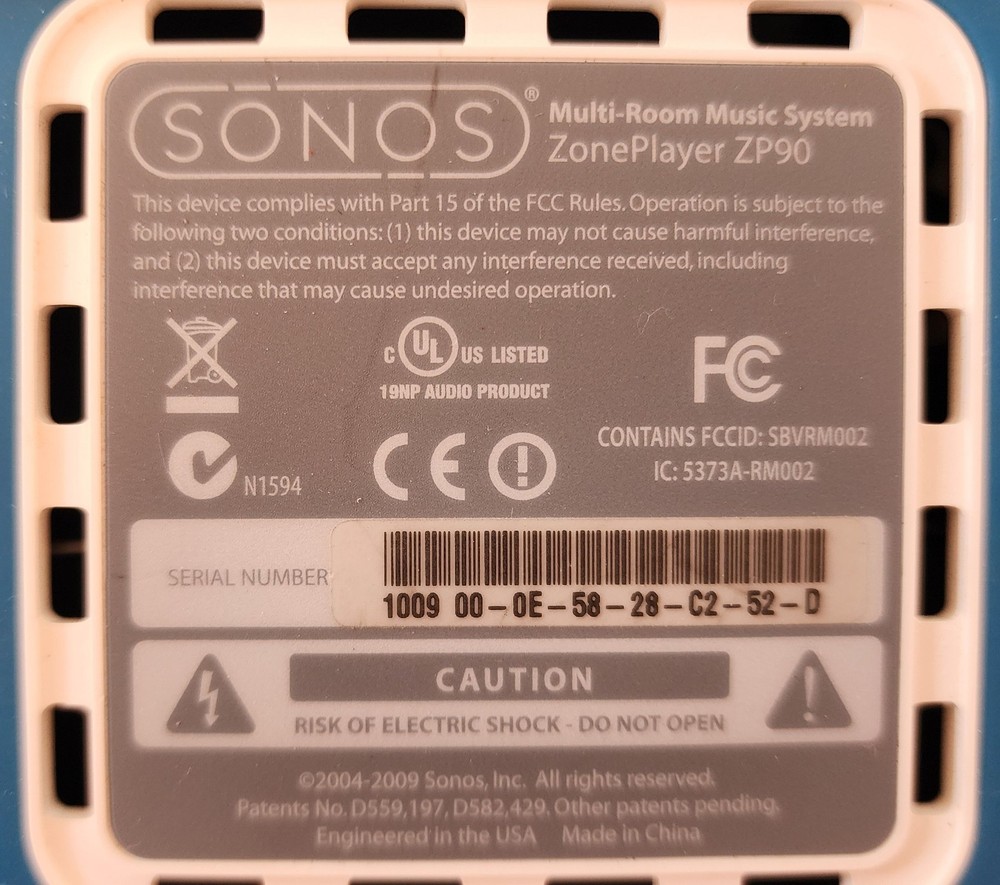 Sonos ZonePlayer 90 Audio Receiver Component - Light Gray