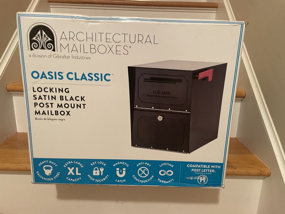 Architectural Mailboxes Oasis Classic Locking Post Mount Mailbox Satin Black