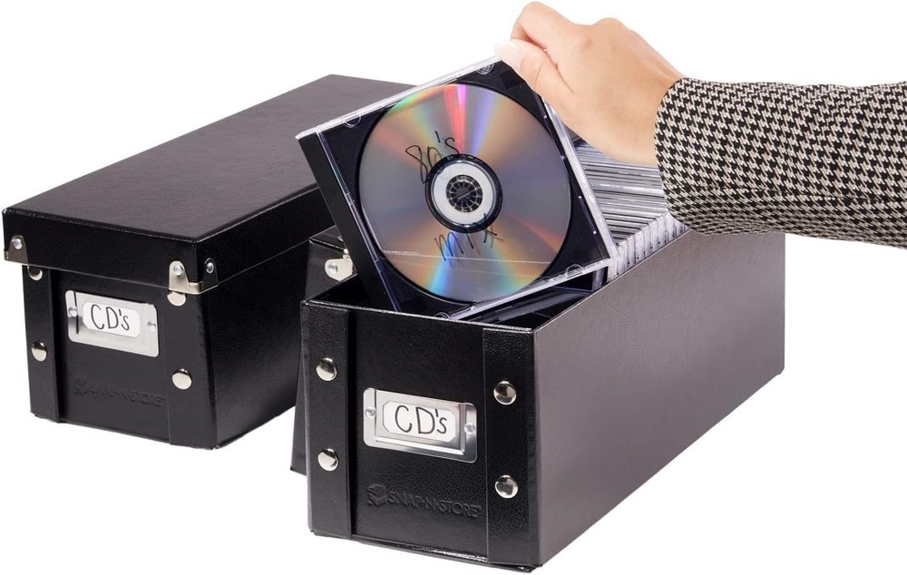 Organize Effortlessly with 2-Pack Stylish CD Storage Boxes - Stores 52 Discs