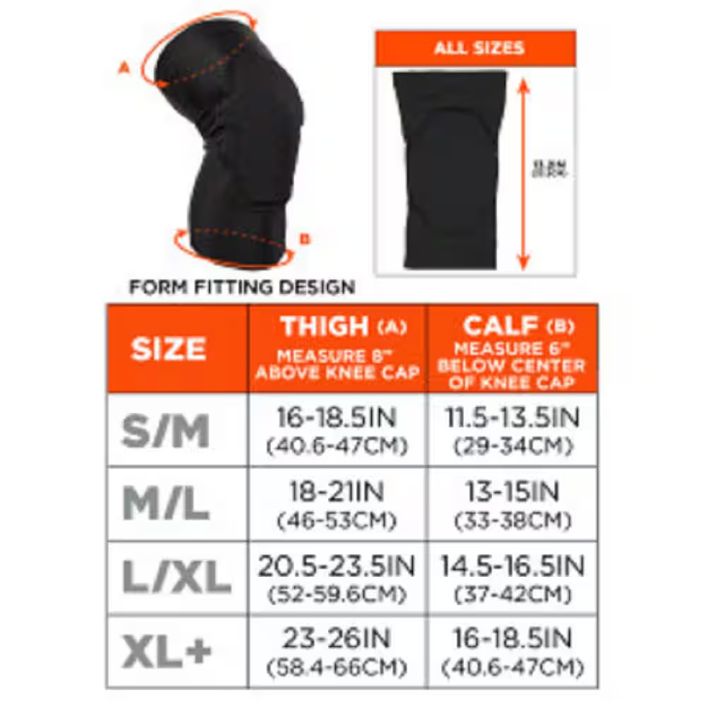 Proflex Black Padded Foam Soft Shell Knee Sleeves with Pull over Closure Lightwe