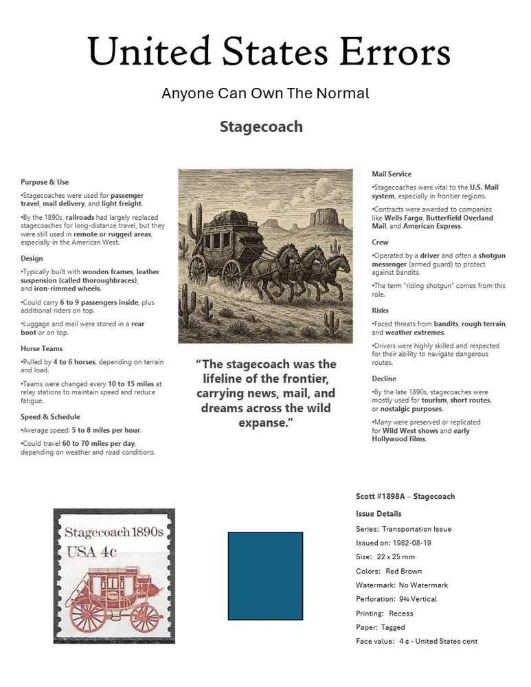 Centsational Custom Presentation Panel For Error SN 1898A - 8.5” X 11”