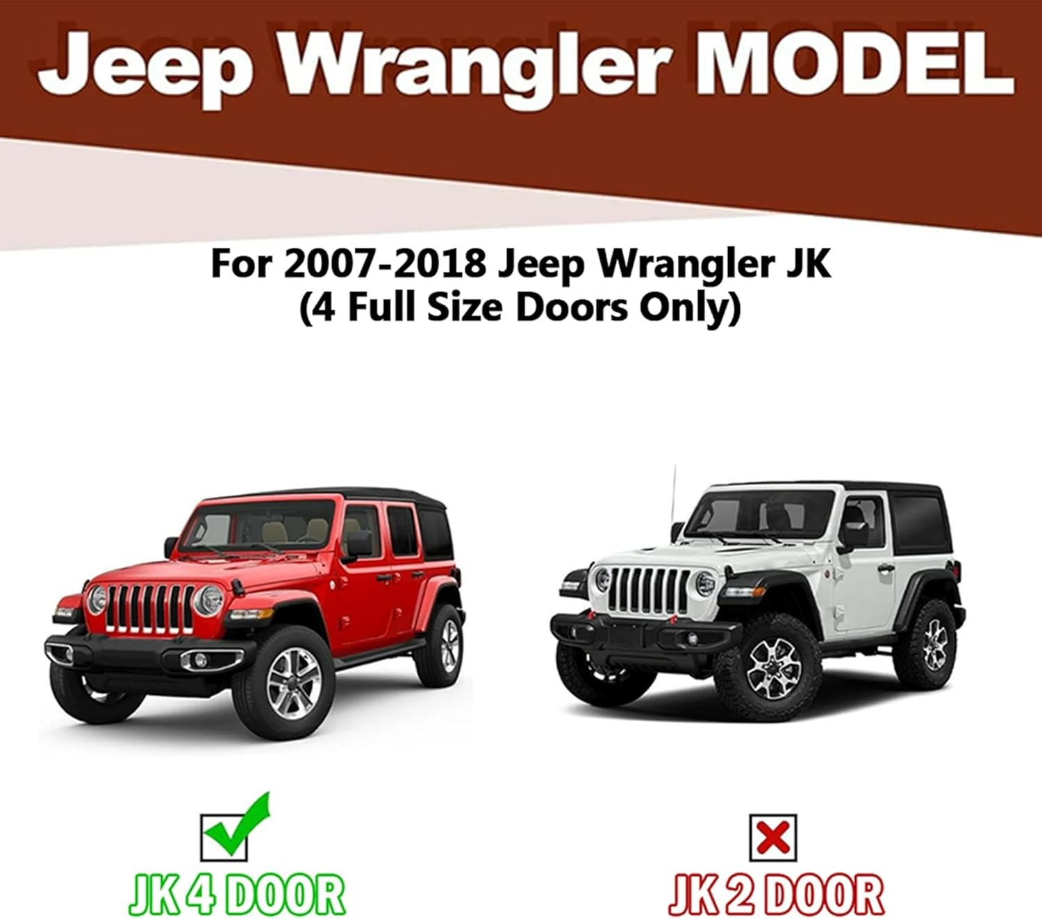 Running Boards Side Steps Compatible with 2007-2018 Wrangler JK 4-Door