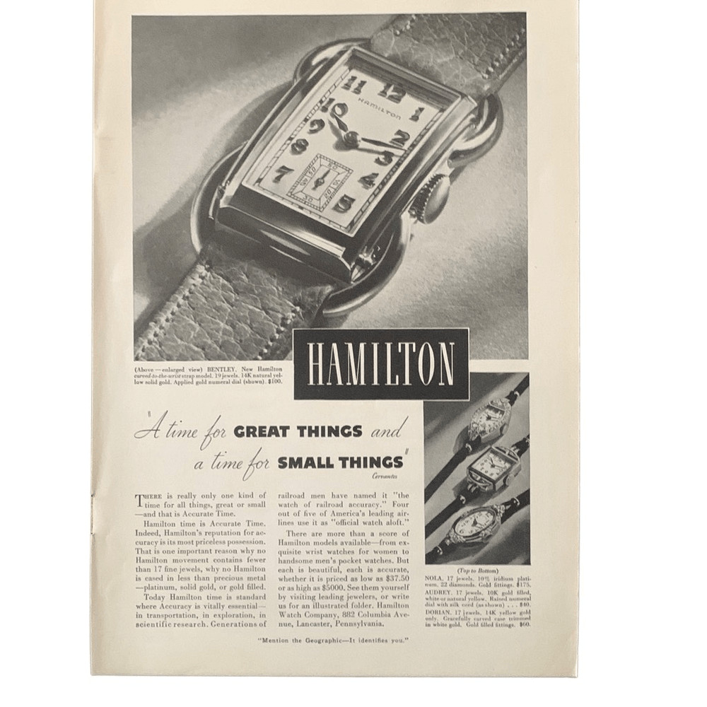 Vintage 1938 Hamilton Great Things Small Things Ad Advertisement
