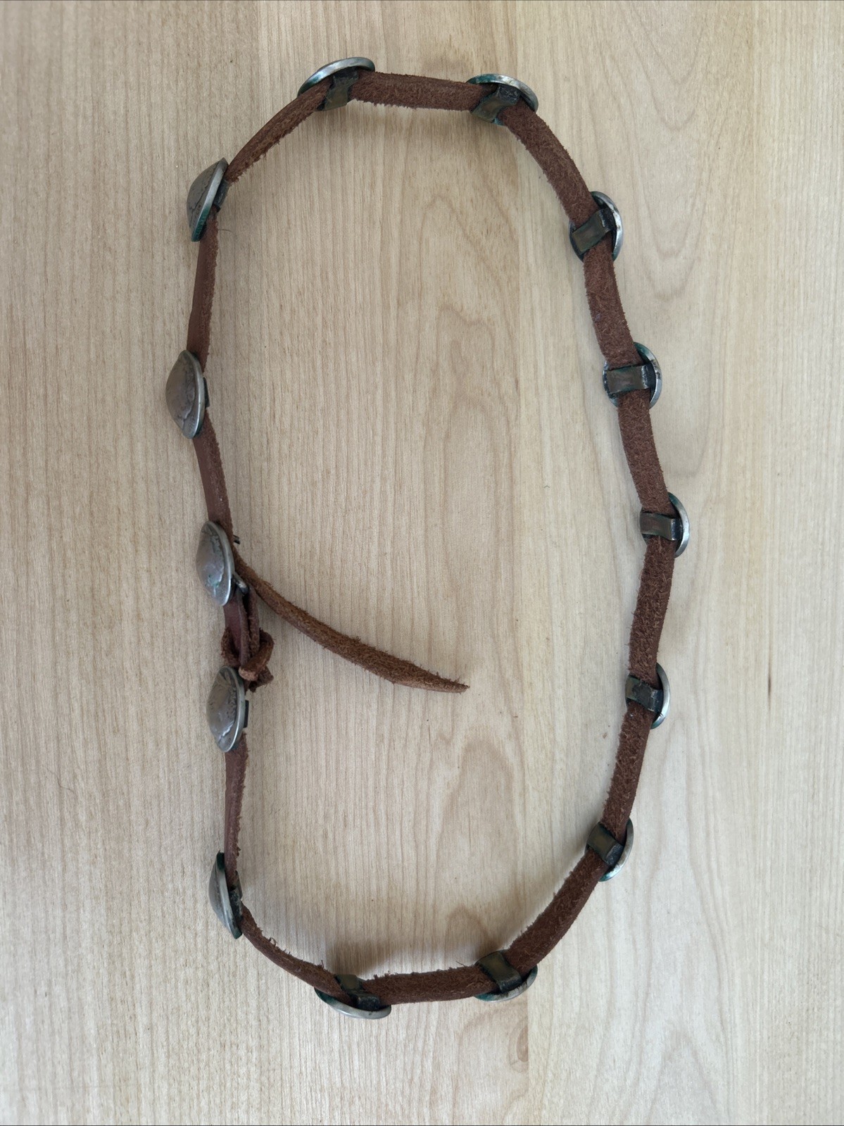 Vintage Buffalo Nickel And Leather Indian Concho Hatband