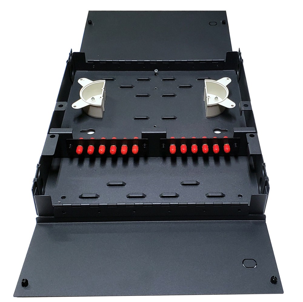 12 Fiber Dual Door Wall Mount w/ 12 ST Adapters, Patch Only Singlemode/Multimode