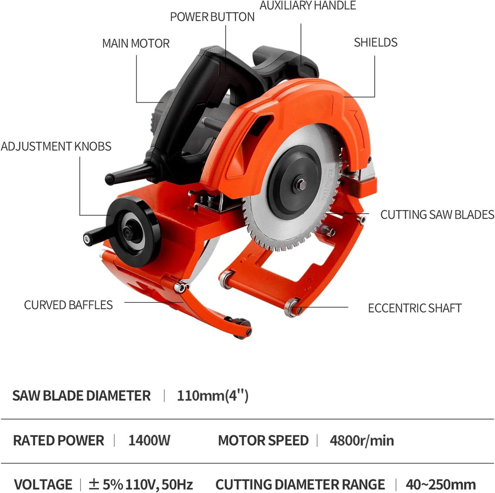 110V Electric Automatic Pipe Cutting Machine, Precise Fast Pipeline Cutter for 4