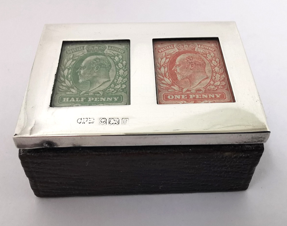 Antique Solid Silver Double Stamp Box - Birm. 1905.