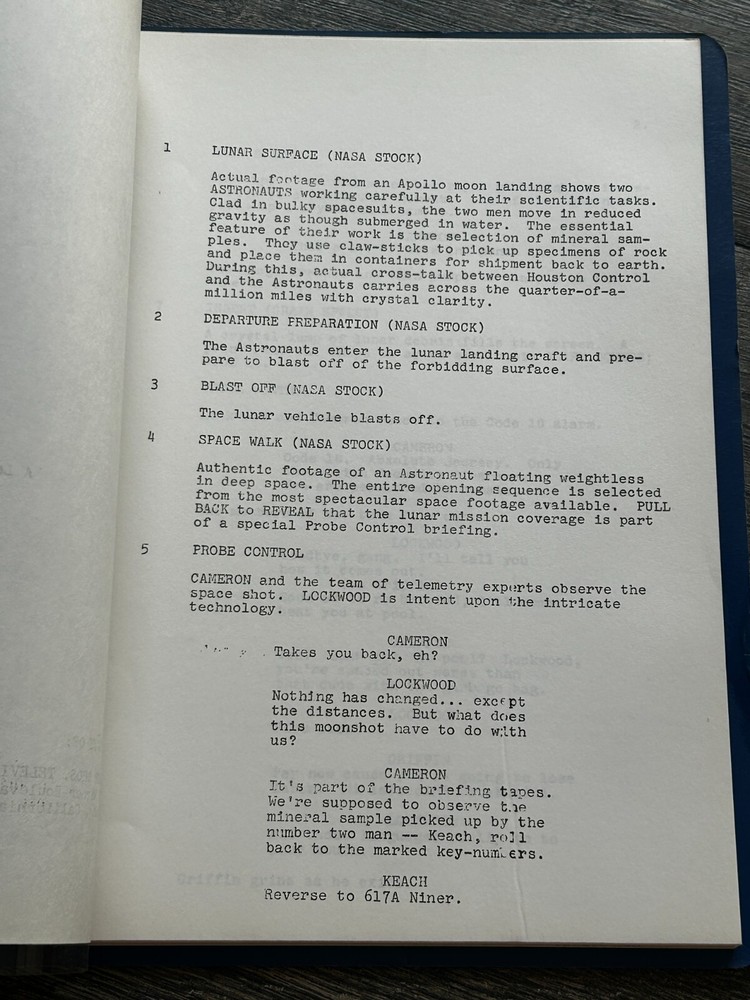 PROBE TV Show Script Moonrock Final Draft June 1 1972 Leslie Stevens