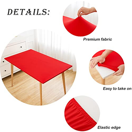 Fitted Rectangle Tablecloth Spandex Stretch Red Cocktail Table Cover Elastic